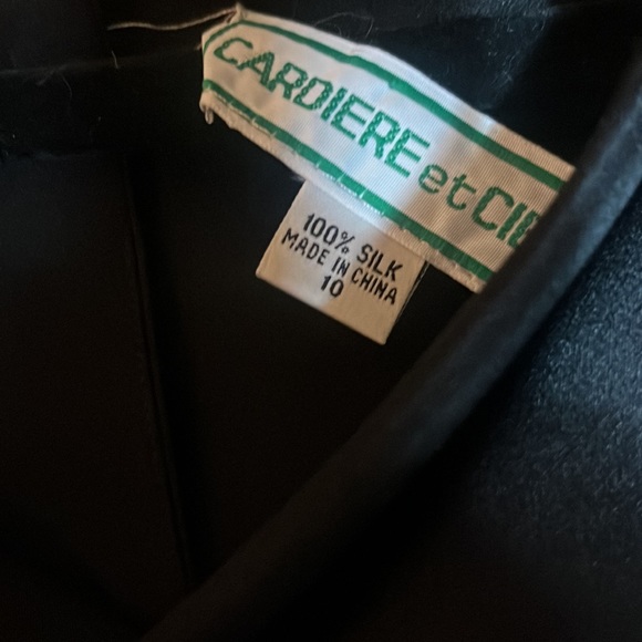 CARDIERE ET CIE BLACK SILK ONE PIECE BUTTON BACK DRESS GREAT CONDITION (10) - Picture 8 of 8